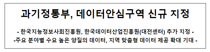 과기정통부, 데이터안심구역 신규 지정