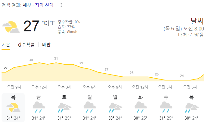  2024년 1월 4일 세부 날씨 올려드려요
