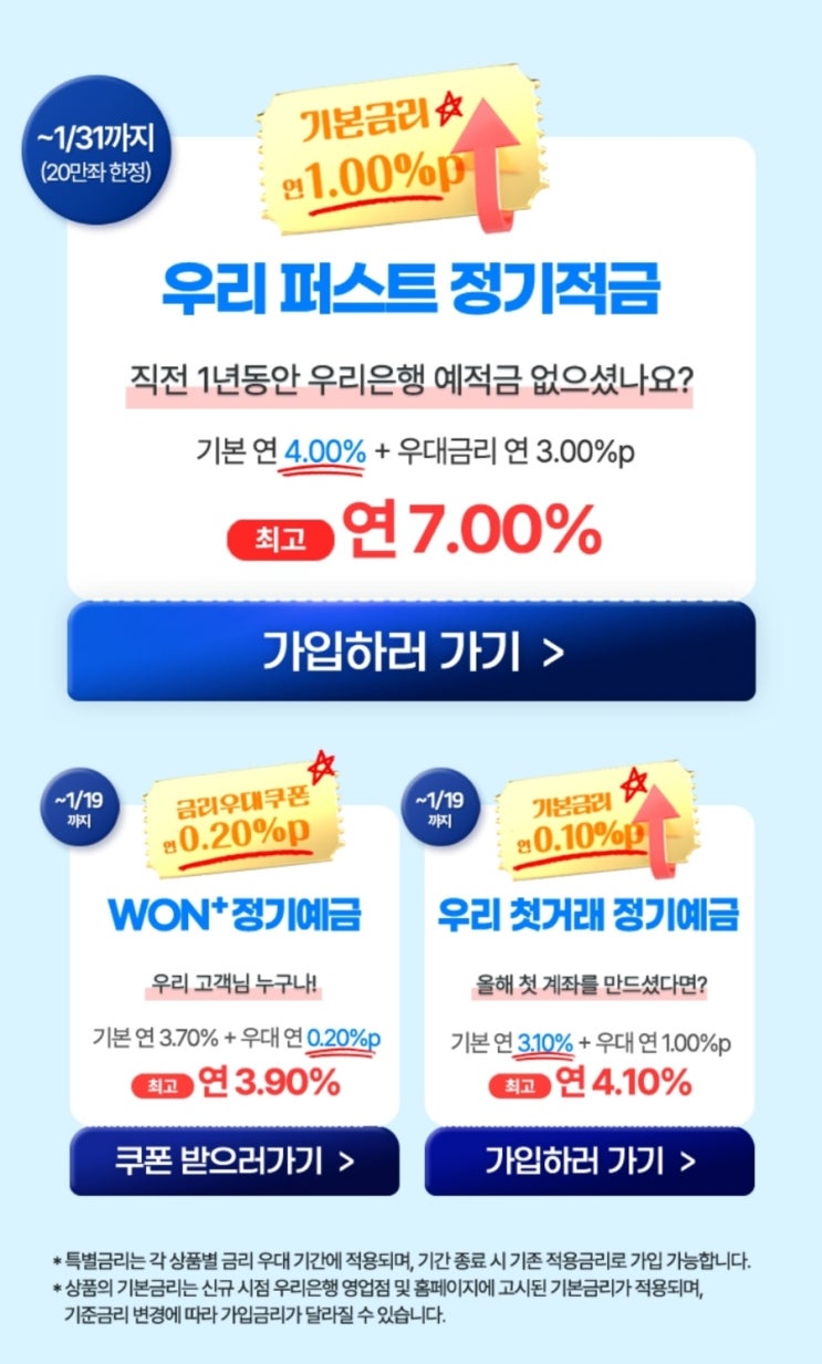  우리은행 125주년 특별 우대금리  예적금