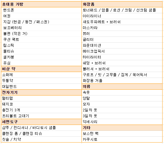  오사카, 교토 2박 3일 여행 준비 2탄 (준비물 리스트)