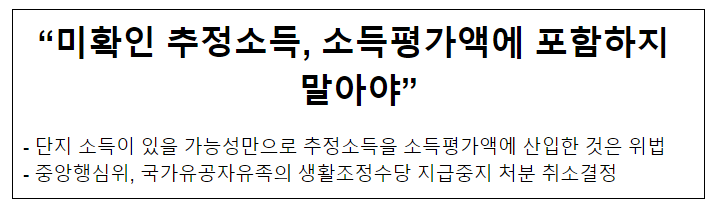 “미확인 추정소득, 소득평가액에 포함하지 말아야” “미확인 추정소득, 소득평가액에 포함하지 말아야”