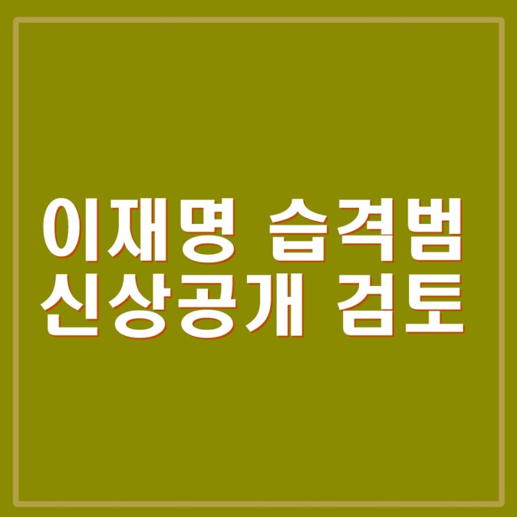 <b>이재명</b> 습격범 신상공개 검토중. <b>변명문</b> 내용은?
