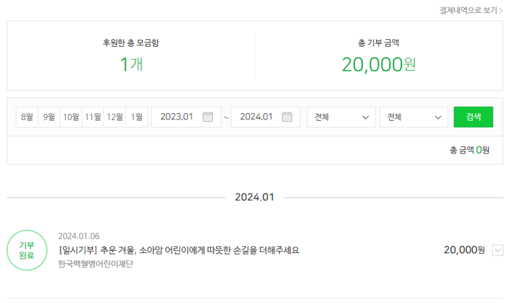  [기부] 2024 해피빈 새해 첫 기부