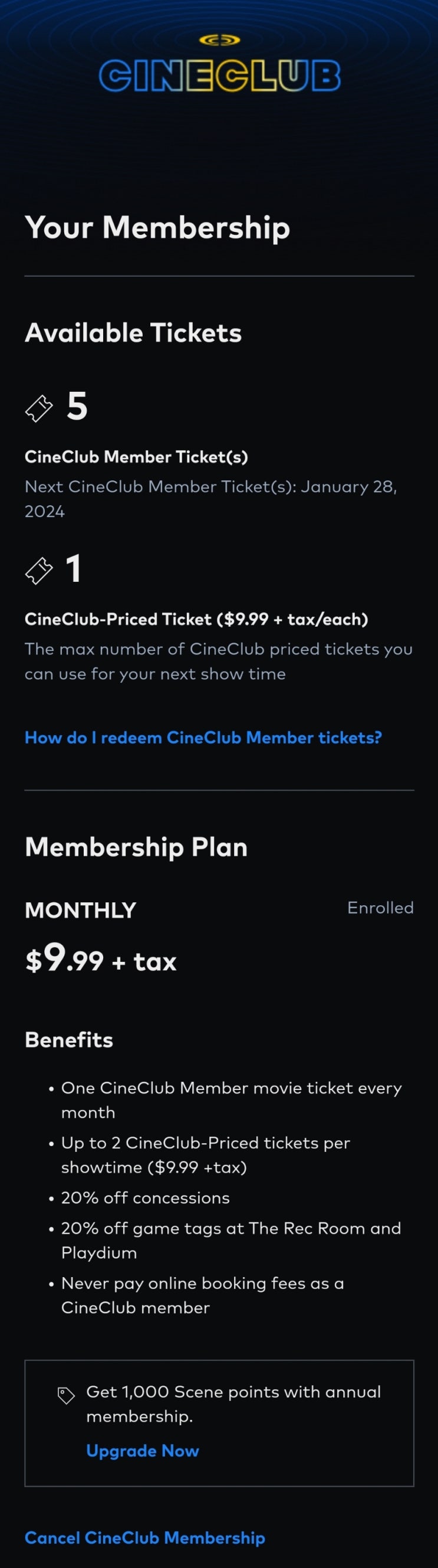  캐나다 영화관 시네플렉스 (Cineplex) 멤버쉽 - CineClub 사용 후기