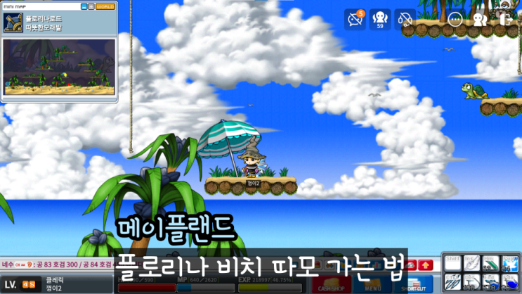  메이플랜드 따뜻한 모래밭 따모 위치 플로리나 플로리다 비치 가는 방법