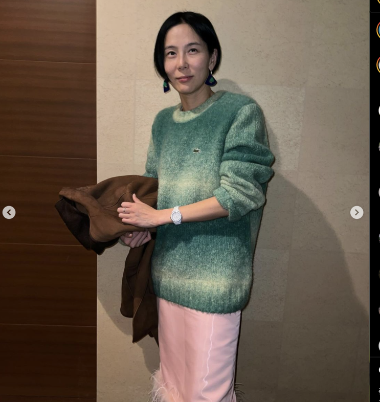 김나영 패션 라코스테 여성 니트 스웨터 여자 겨울 코디 정보
