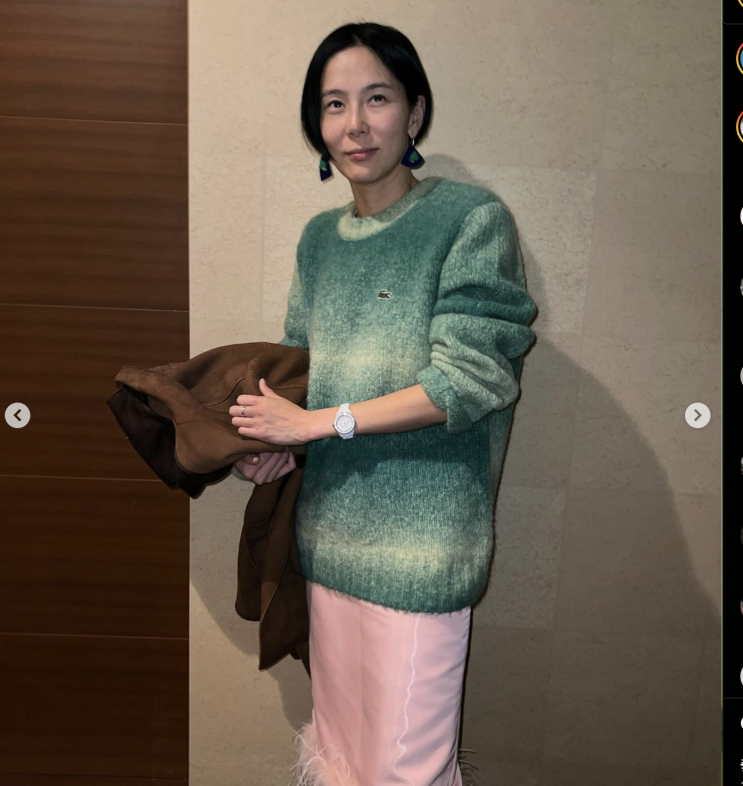  김나영 패션 라코스테 여성 니트 스웨터 여자 겨울 코디 정보