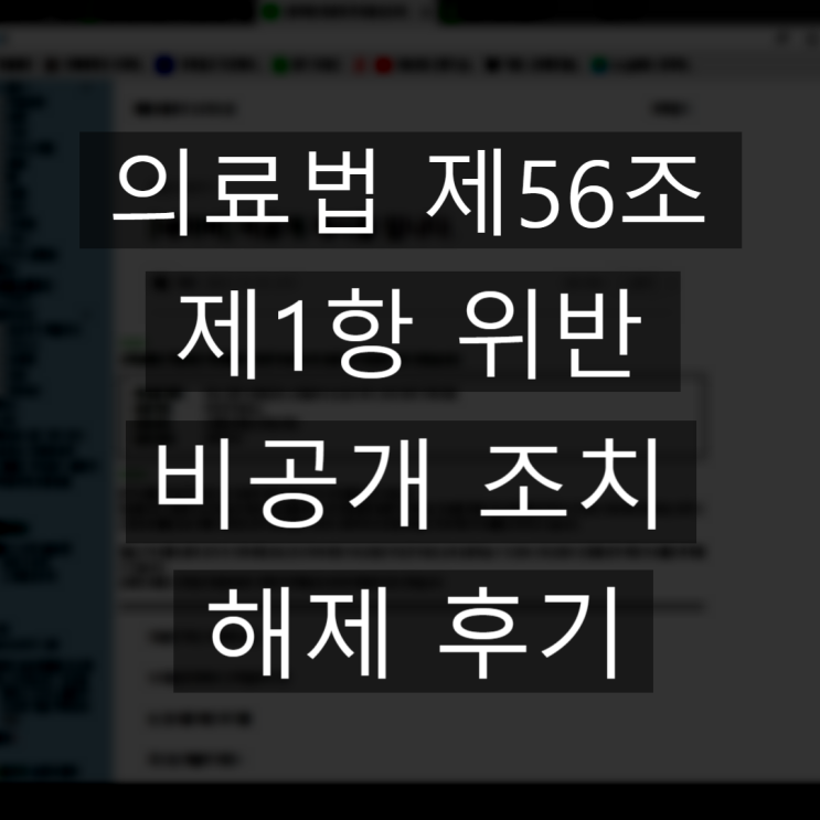  [의료법 제56조 제1항 위반]으로 병원/의원 관련 포스팅 비공개 조치 해제 후기 (feat. 부산진구 보건소)