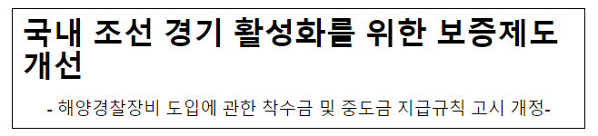 국내 조선 경기 활성화를 위한 보증제도 개선