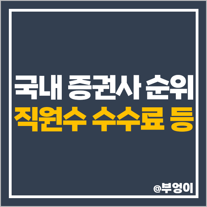 국내 증권사 순위 증권회사 종류 직원수 순자본비율 수수료 국내 증권사 순위 증권회사 종류 직원수 순자본비율 수수료