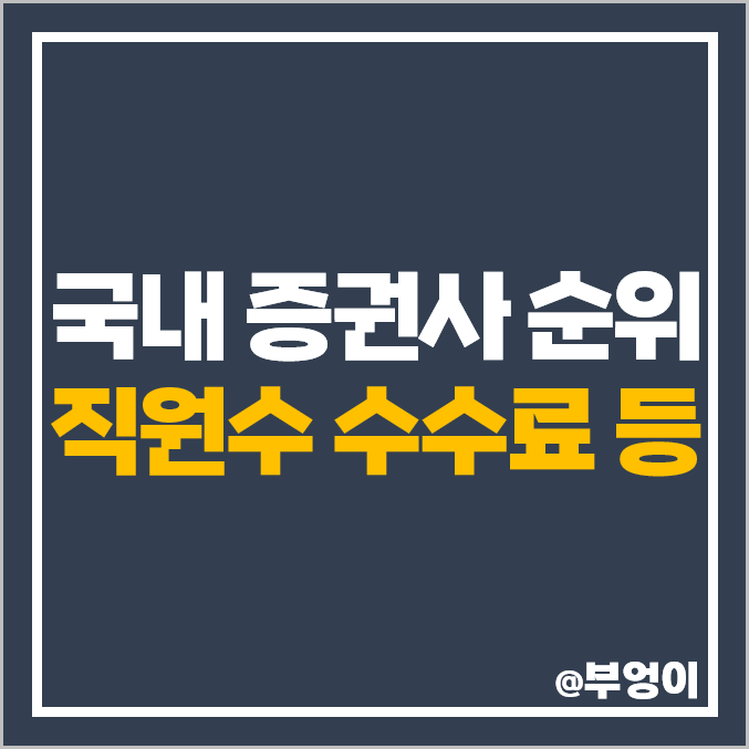 국내 증권사 순위 증권회사 종류 직원수 순자본비율 수수료