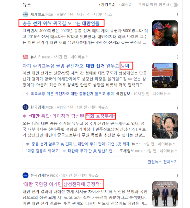 1월13일 얼마남지 않은 <b>대만선거</b> 그리고 후폭풍~