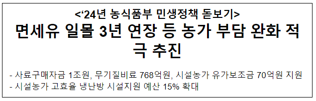 면세유 일몰 3년 연장 등 농가 부담 완화 적극 추진 면세유 일몰 3년 연장 등 농가 부담 완화 적극 추진