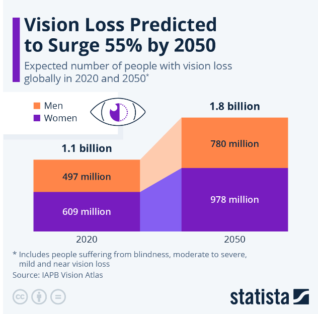  2050년까지 사람들의 시력 손실이 55% 급증할 것 입니다