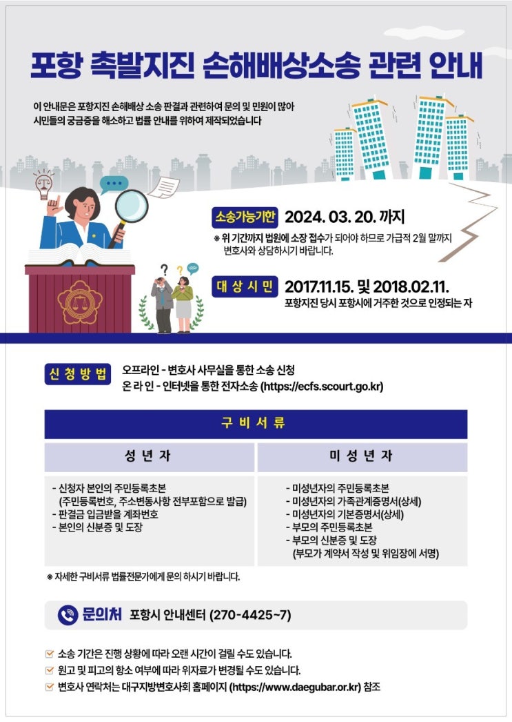  포항지진소송접수 피해보상 소송방법을 쉽게 알아보았다!