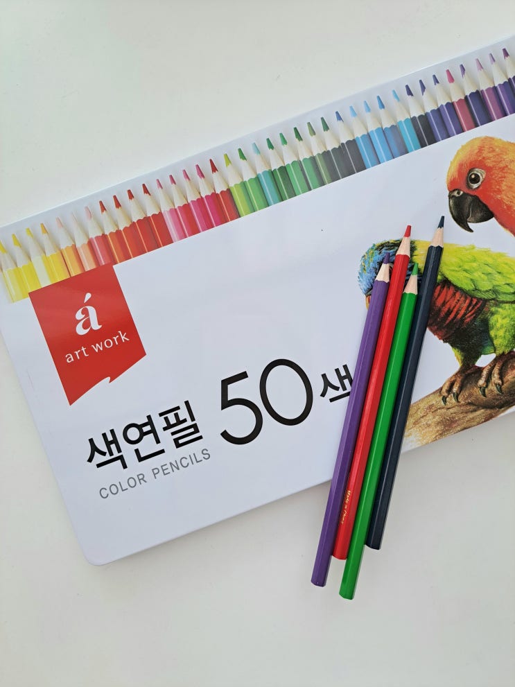 다이소 색연필, 50색에 단돈 5000원 갓성비 사용 후기