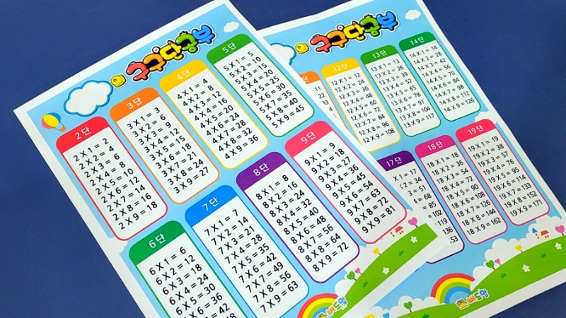 A4크기 구구단표 프린트 도안이에요! (2~9단, 10~19단) : 네이버 블로그