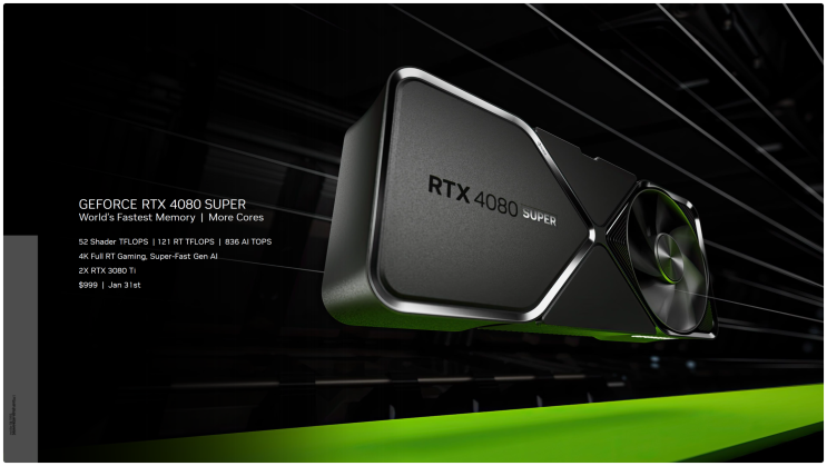  999달러의 엔비디아 지포스 RTX 4080 SUPER GPU 발표