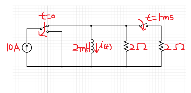  [회로이론] 1차 회로(RC) 예제풀이 (Sequential Switching)