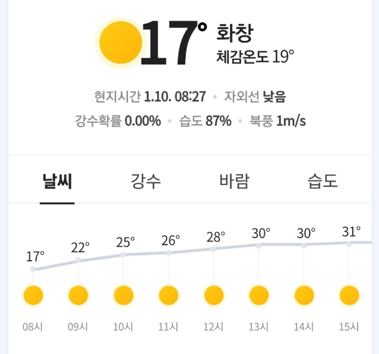  오늘의 태국 치앙마이 날씨 (24년 1월10일)