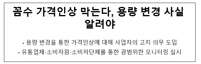 용량변경시 소비자에게 고지의무 부과