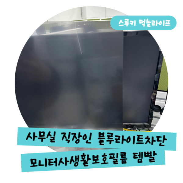 사무실 책상 모니터 보안필름 사생활 24인치 PC 탈부착 거치형 시력 액정보호필름 ㅣ 템빨