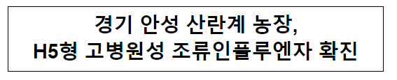 경기 안성 산란계 농장,H5형 고병원성 조류인플루엔자 확진