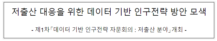 저출산 대응을 위한 데이터 기반 인구전략 방안 모색