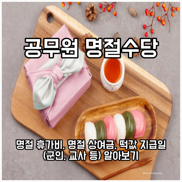  공무원 명절 수당 휴가비 상여금 떡값 지급일(군인, 교사 등) 알아보기
