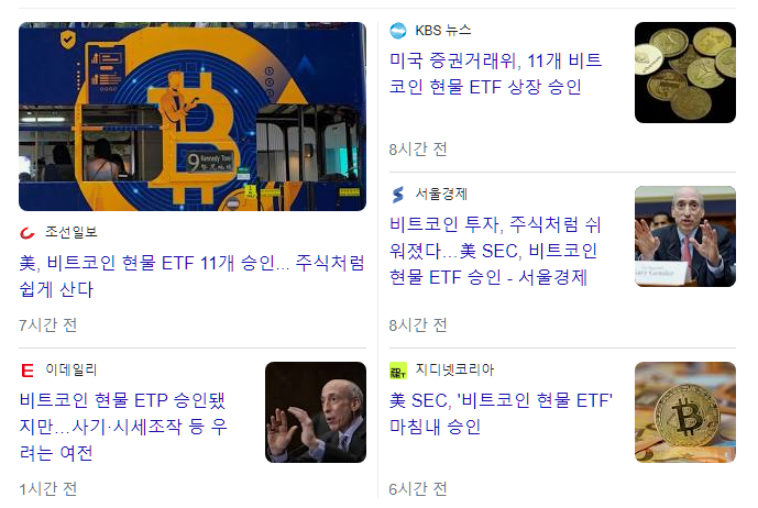  미국 증권거래위원회 비트코인 현물 ETF 승인.