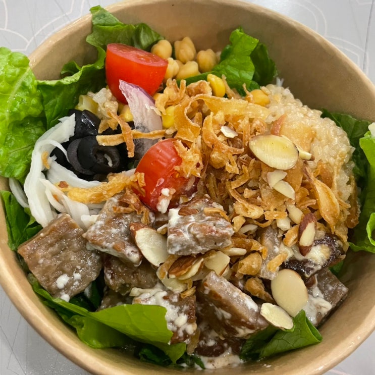  이대 정문앞 혼밥가능하고 저렴한 포케맛집,굿바이슈가베어::로지 클라우드(명란아보카도),시머링 왈츠(떡갈비),미스티 살사(두부)