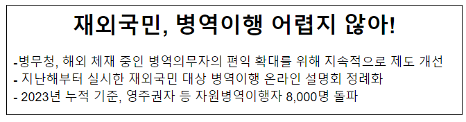 재외국민, 병역이행 어렵지 않아 재외국민, 병역이행 어렵지 않아