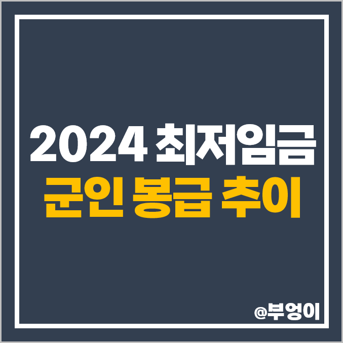 2024 최저임금 최저시급 군인 월급 병장 이병 역대 봉급 연봉