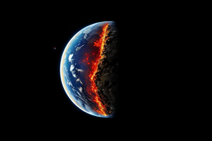[Ai Greem] 환경 오염 199: 불타는 지구, 초현실주의 Ai 무료 이미지