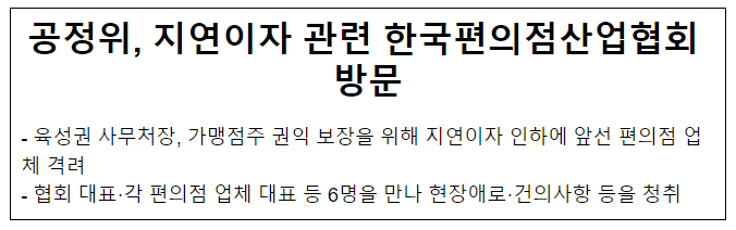 편의점산업협회 및 회원사 대상 간담회 개최