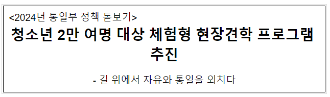 청소년 2만 여명 대상 체험형 현장견학 프로그램 추진