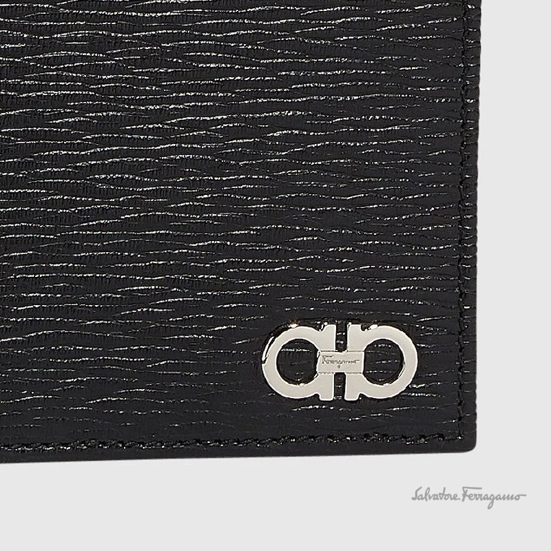 페라가모 GANCINI 칼프레더 메탈 로고 반지갑 BK