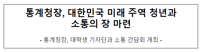 통계청장, 대한민국 미래 주역 청년과 소통의 장 마련