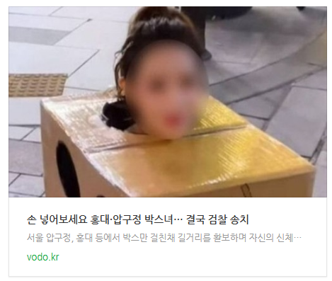[뉴스] "손 넣어보세요" 홍대·압구정 박스녀… 결국 검찰 송치