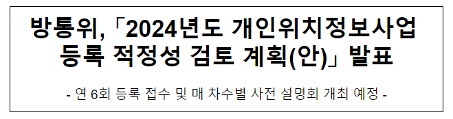 방통위, 「2024년도 개인위치정보사업 등록 적정성 검토 계획(안)」 발표