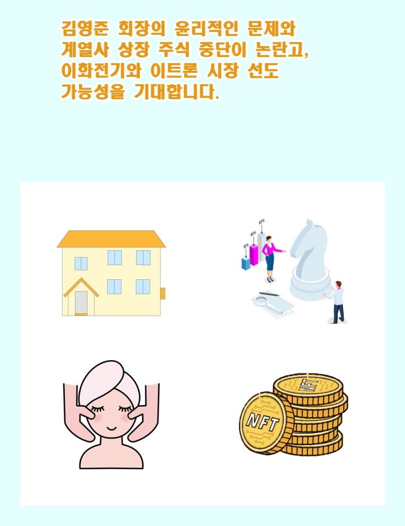 김영준 회장의 윤리적인 문제와 계열사 상장 주식 중단이 논란고, 이화전기와 이트론 시장 선도 가능성을 기대합니다. : 네이버 블로그