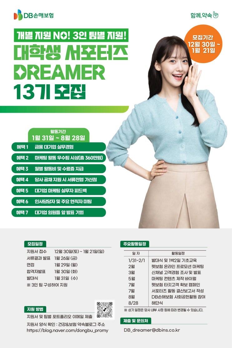  [대외활동][DB손해보험] 2024 대학생 서포터즈 DREAMER 13기 모집 | 대학생 대외활동 추천