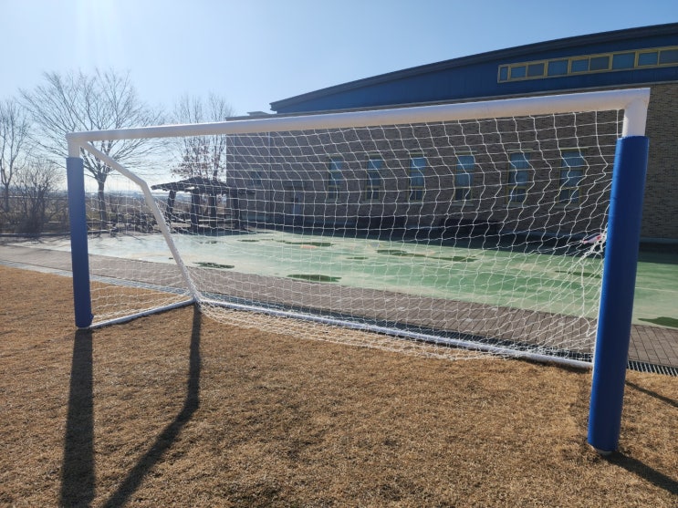  [날개스포츠] 평택창신초교 축구골대보호대 설치, 축구골망 설치 작업