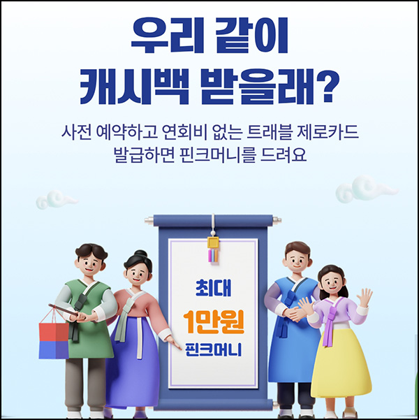 핀크 트래블제로 코나카드 신청(핀크머니 1만p)전원