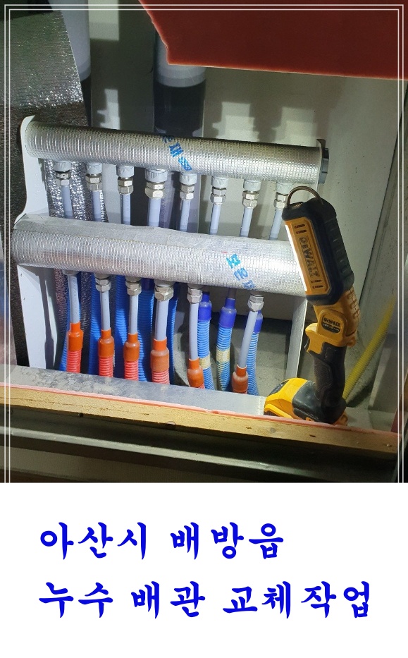  아산시 배방 자이아파트 수도배관누수 누수배관수리 이중배관교체작업 아산누수전문업체