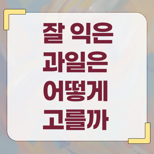  맛있는 제철 과일 선택 법 핵심 공개 .