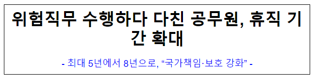 (인사혁신기획과) 위험직무 수행하다 다친 공무원, 휴직 기간 확대