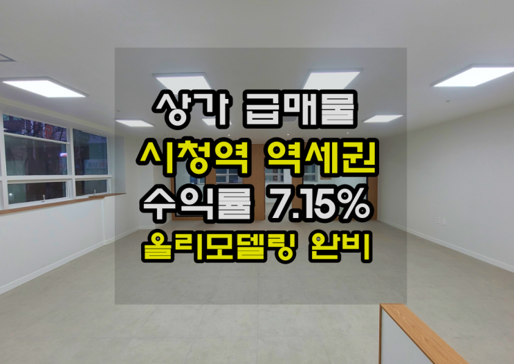  대전 상가 매매 시청역 도보 3분, 올리모델링 완비, 실사용 임대 선택 가능