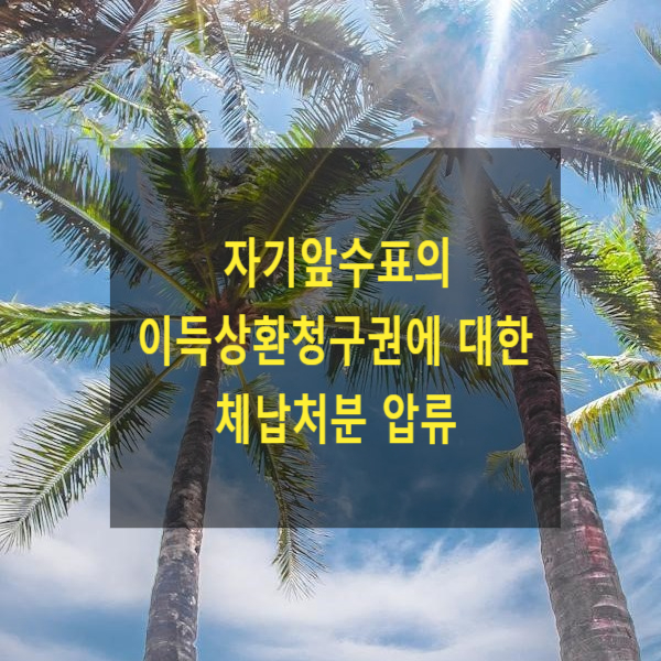  자기앞수표의 이득상환청구권에 대한 체납처분 압류