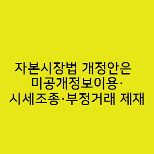  자본시장법 개정안은  미공개정보이용·시세조종·부정거래 제재